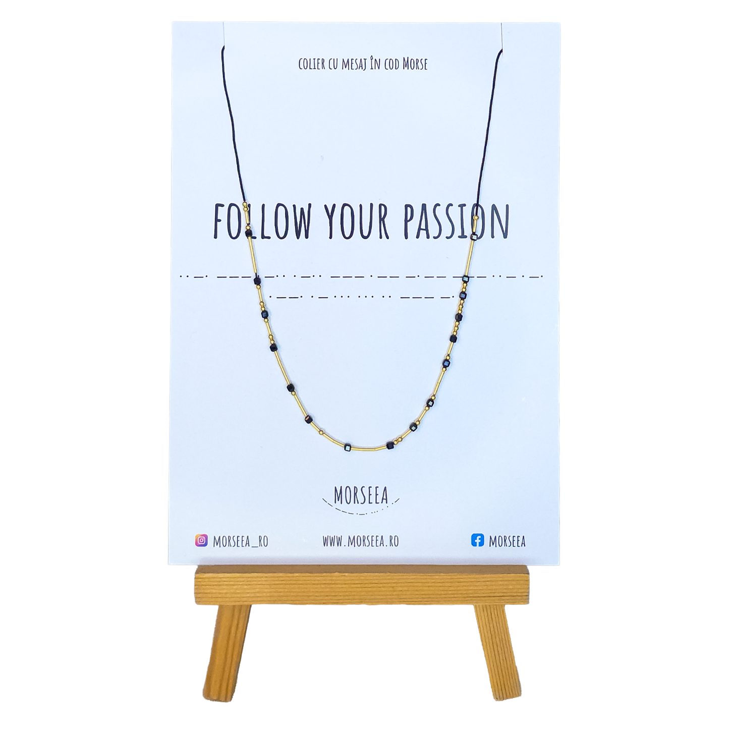 Colier "Follow Your Passion" cu mesaj in cod Morse