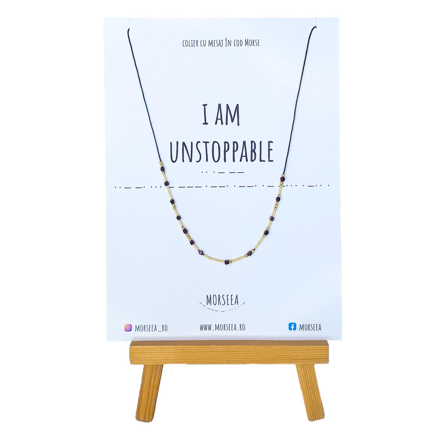 Colier "I AM UNSTOPPABLE" cu mesaj in cod Morse