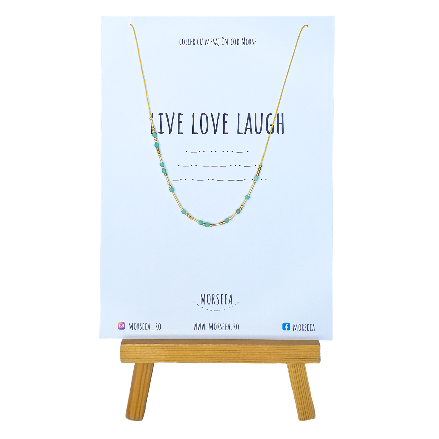 Colier "Live, Love, Laugh" cu mesaj in cod Morse