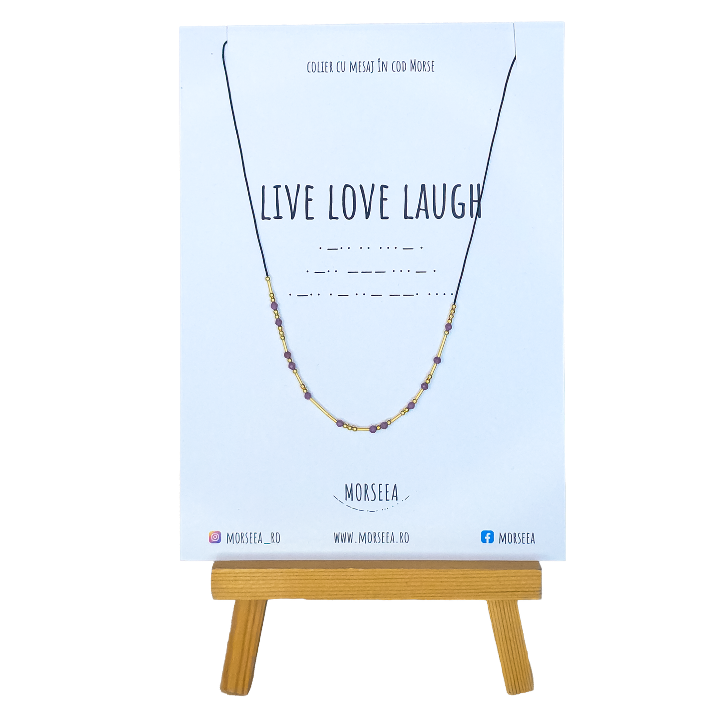 Colier "Live, Love, Laugh" cu mesaj in cod Morse