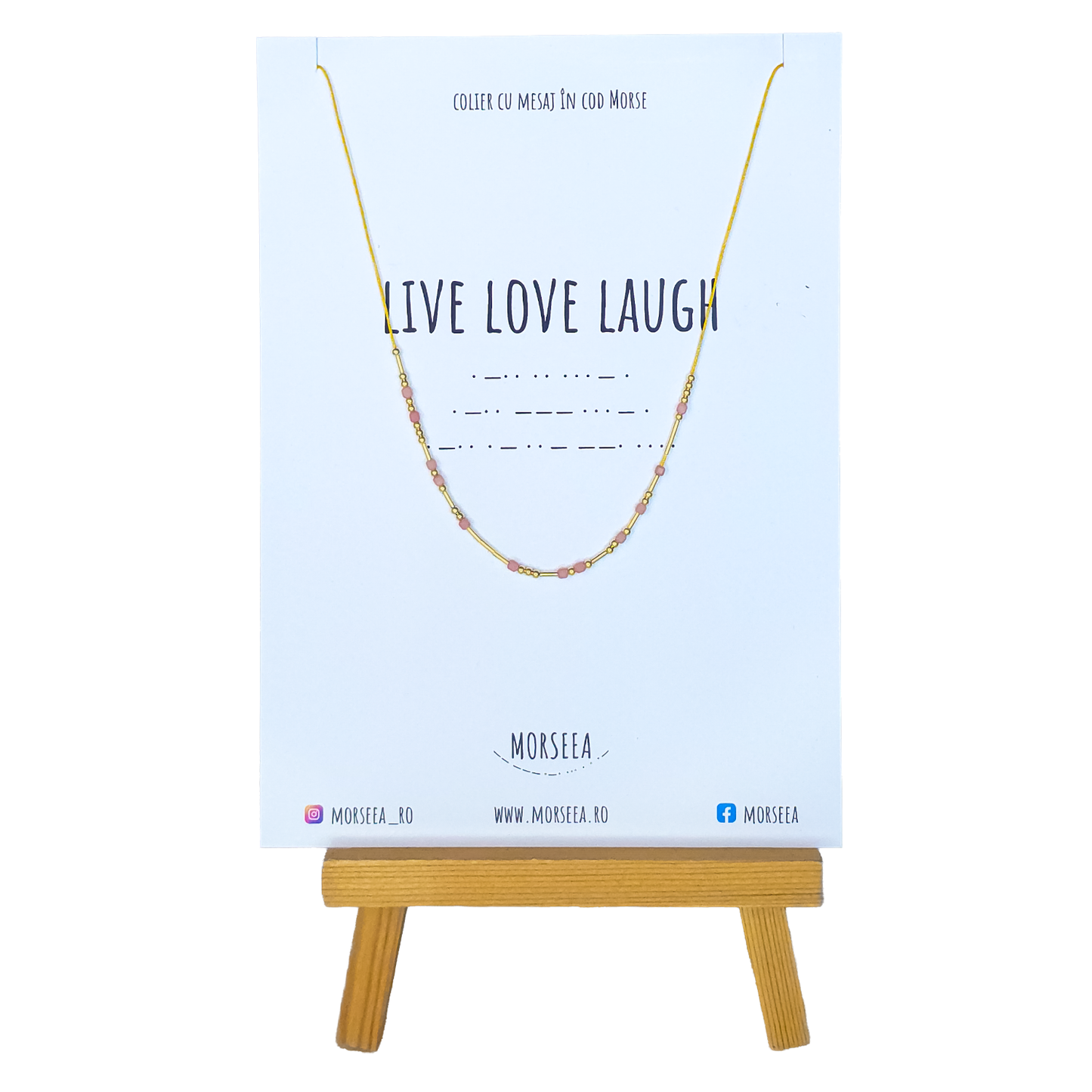 Colier "Live, Love, Laugh" cu mesaj in cod Morse